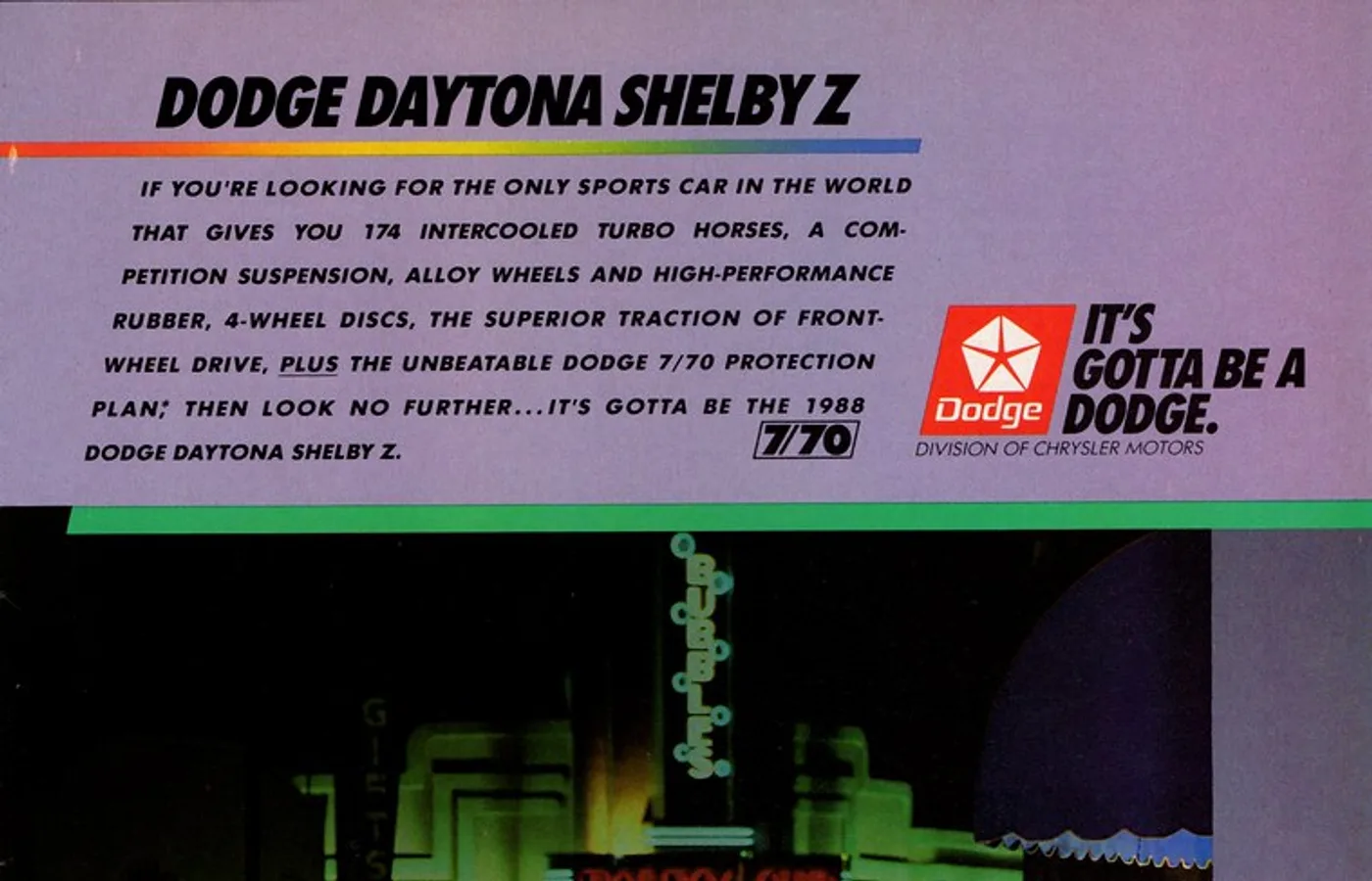 Dodge Daytona, vue extérieure du modèle